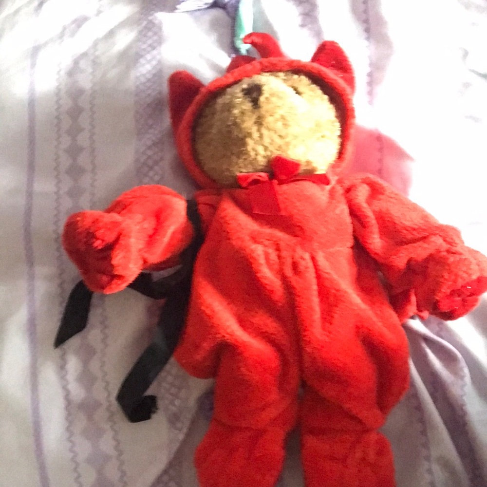 Cute bear in devil costume for sale